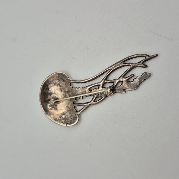 Sterling Silver Jellyfish Brooch Pin - Picture 3 of 4